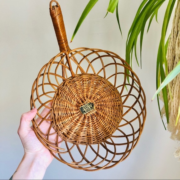 Vintage Handled Basket Open Weave Wall Decor